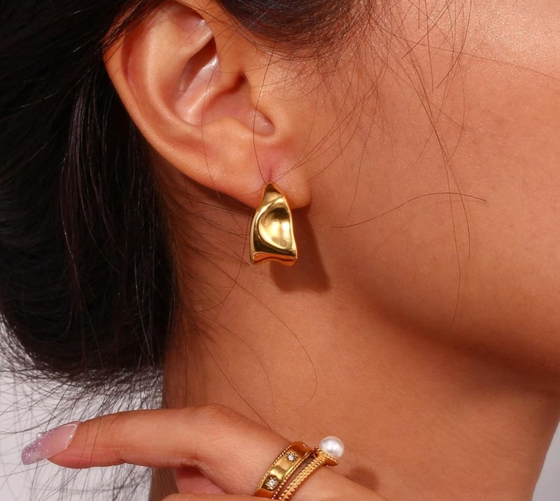 MIDEEO Gold/Sliver Chunky Hoop Earrings Set for Women, 14K Gold Plated Twisted Huggie Hoop Earring Hypoallergenic Thick Open Lightweight Chunky Hoop Earrings Jewelry for Gifts - Image 4